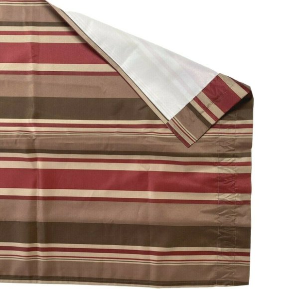 2 Striped Red Brown Curtains Panels Drapes 82" - Picture 5 of 6
